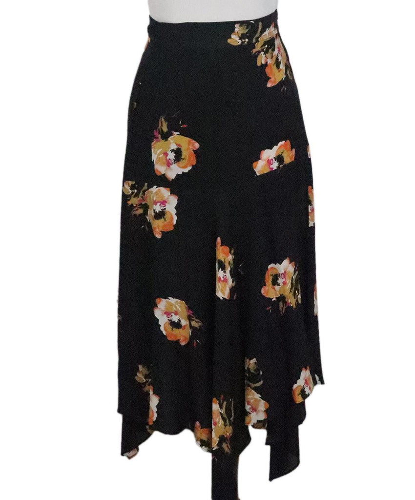 A.L.C. Black Floral Print Skirt 