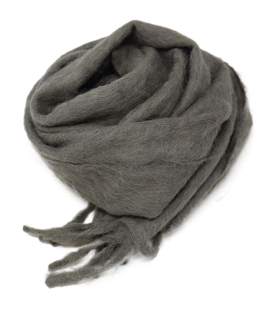 Acne Studios Green Wool Fringe Shawl 