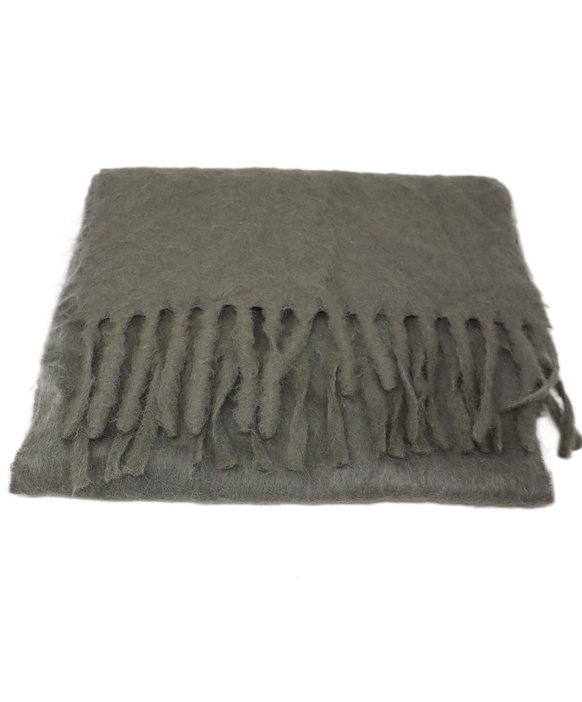 Acne Studios Green Wool Fringe Shawl 1