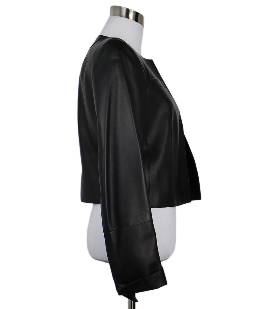 Akris Cropped Black Leather Jacket 1
