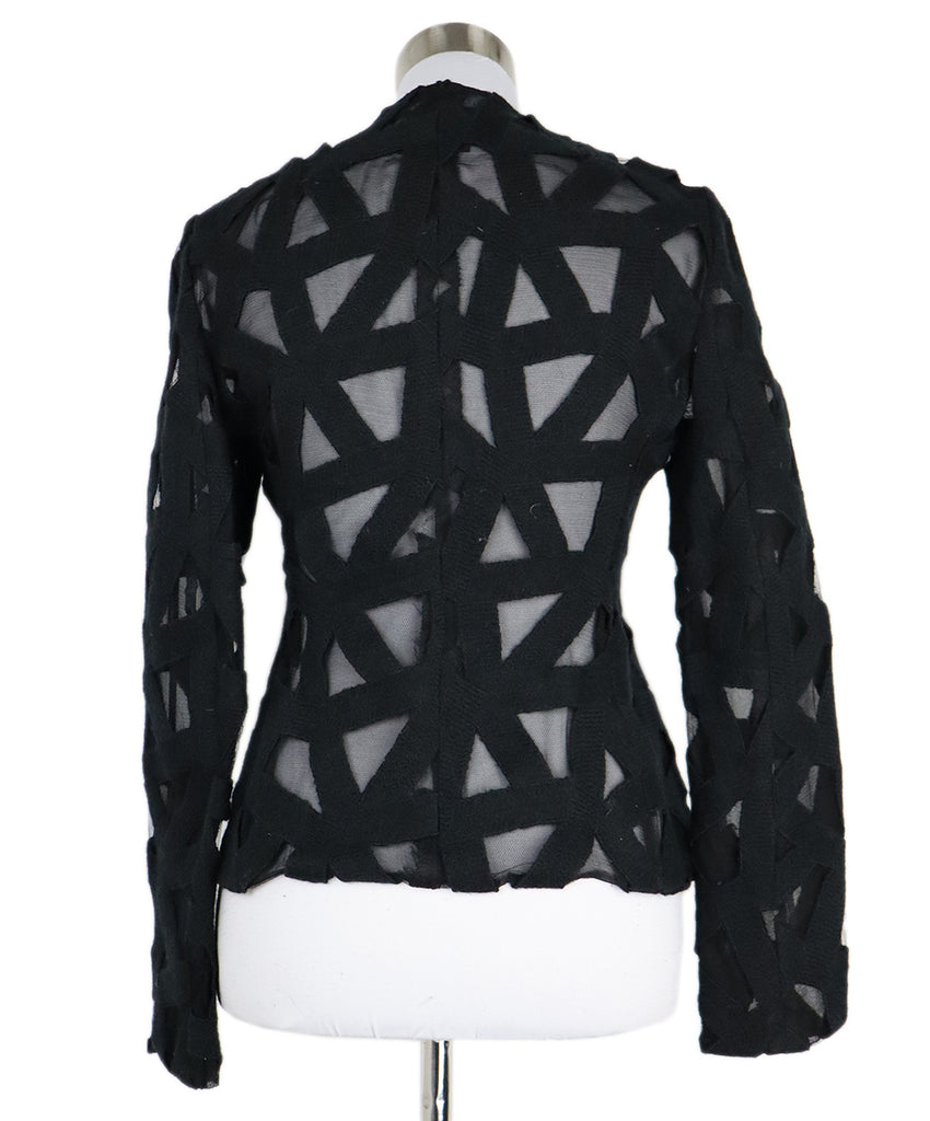 Akris Black Leather & Wool Sheer Detailed Jacket 2