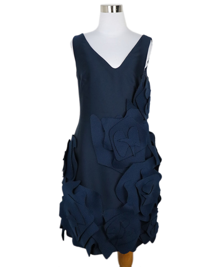 Akris Blue Satin & Mesh Applique Dress 