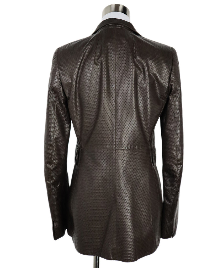 Akris Brown Perforated Leather Blazer 2