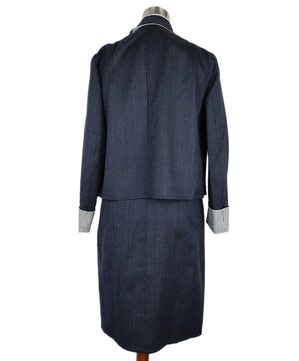 Akris Denim Striped Dress Set sz 8 Akris Denim Striped Dress Set sz 8