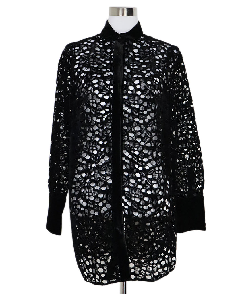 Akris Punto Black Velvet Cutwork Jacket sz 10 - Michael's Consignment NYC