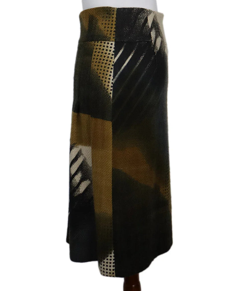 Akris Punto Green & Yellow Print Skirt sz 6 - Michael's Consignment NYC