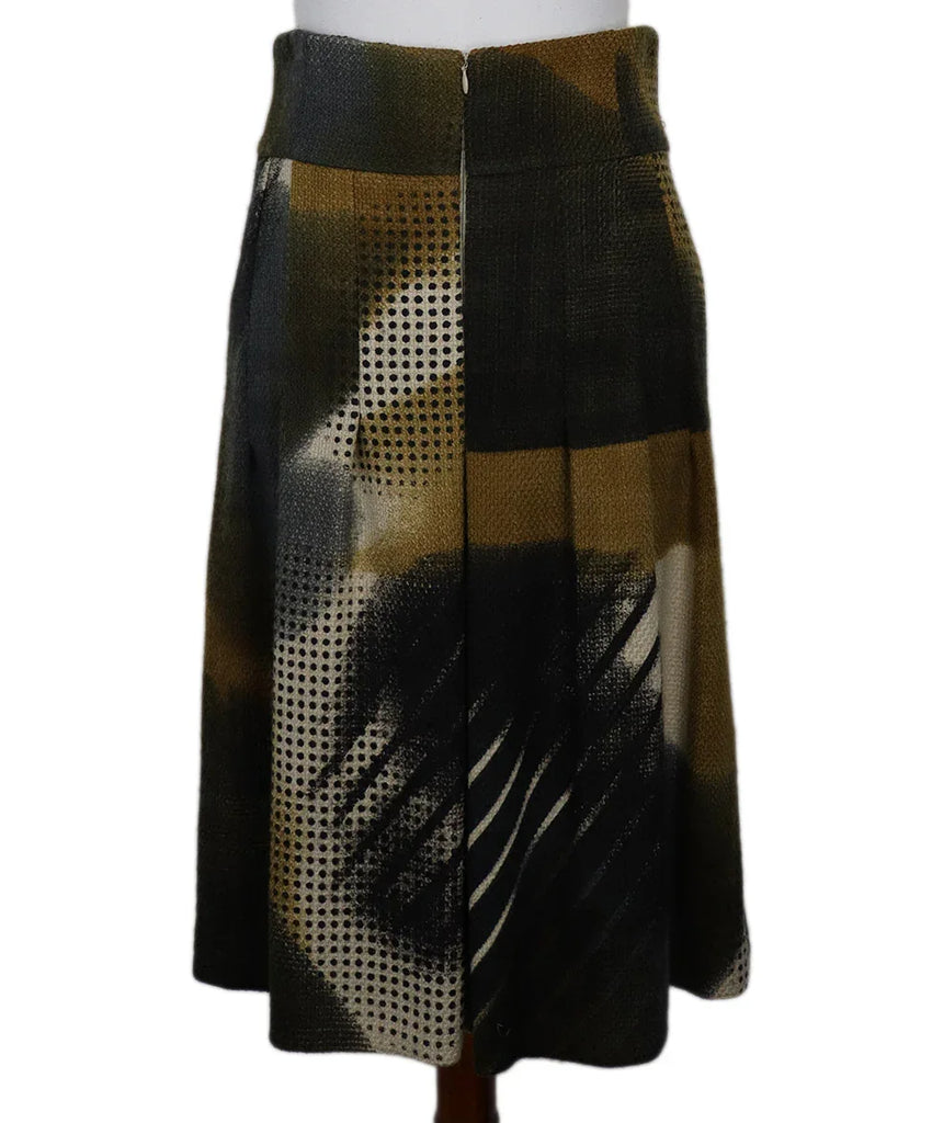 Akris Punto Green & Yellow Print Skirt sz 6 - Michael's Consignment NYC