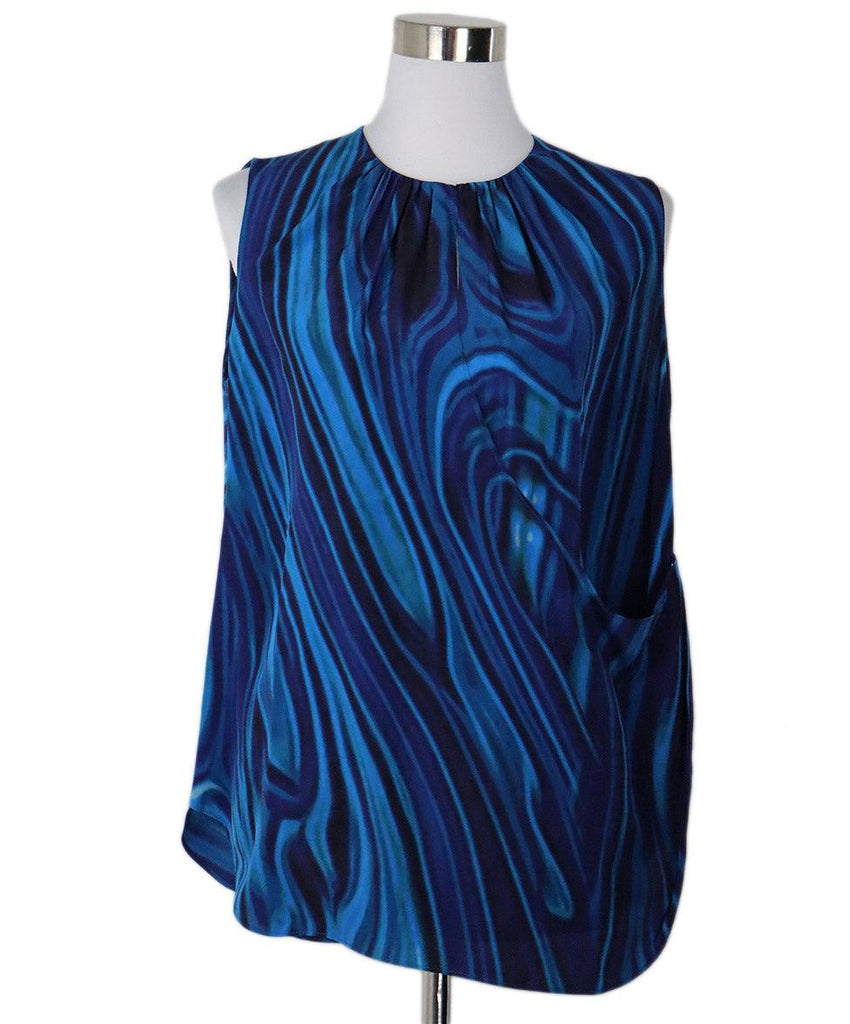 Akris Punto Blue & Green Silk Top 