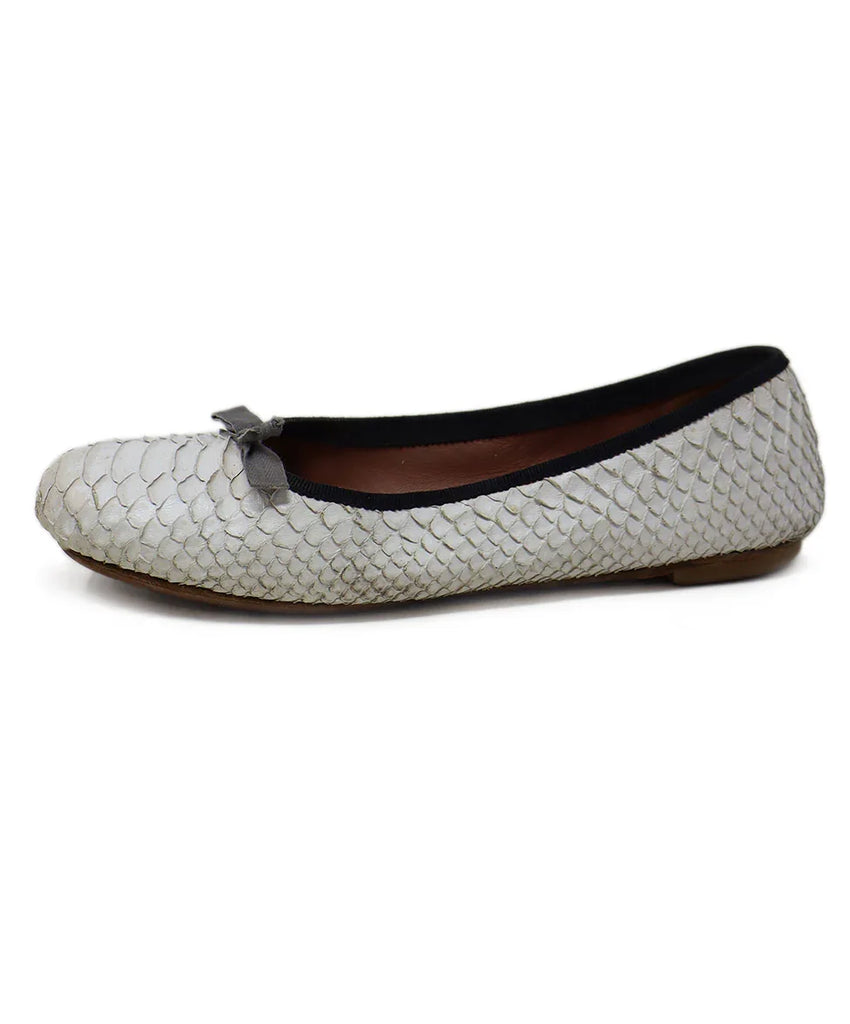 Alaia White Snake Skin Bow Trim Flats sz 7.5 - Michael's Consignment NYC