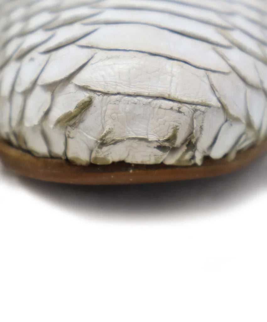 Alaia White Snake Skin Bow Trim Flats sz 7.5 - Michael's Consignment NYC