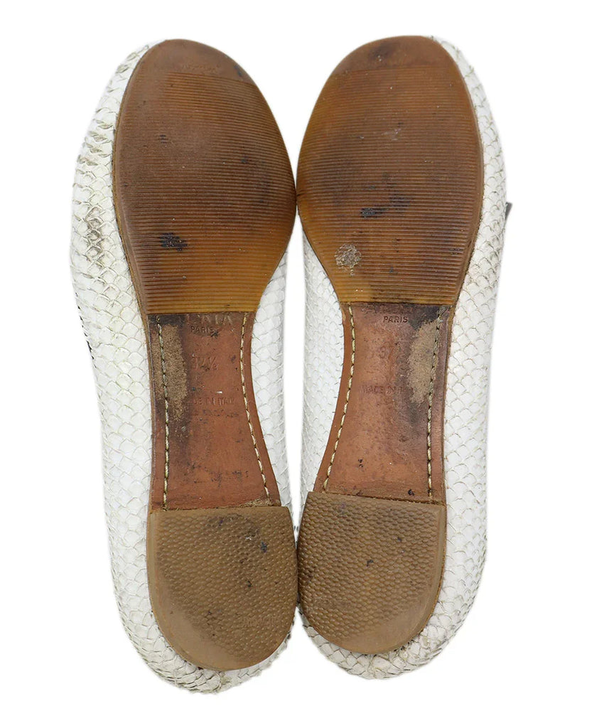 Alaia White Snake Skin Bow Trim Flats sz 7.5 - Michael's Consignment NYC
