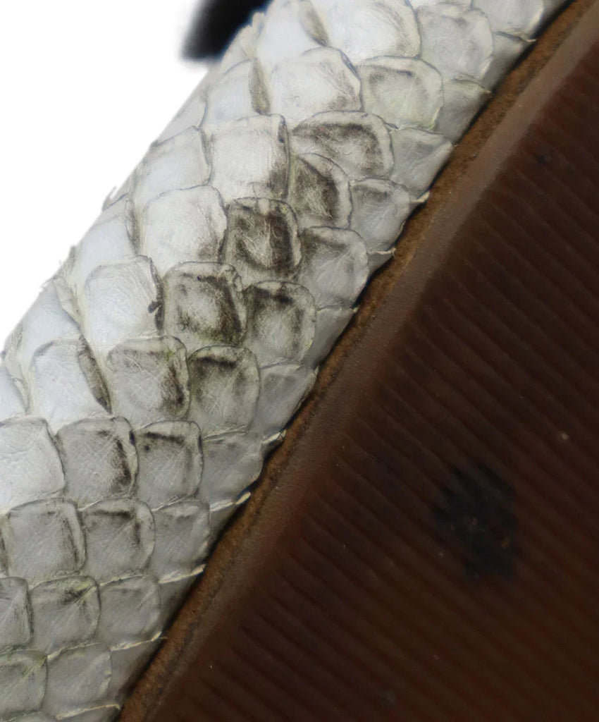 Alaia White Snake Skin Bow Trim Flats sz 7.5 - Michael's Consignment NYC