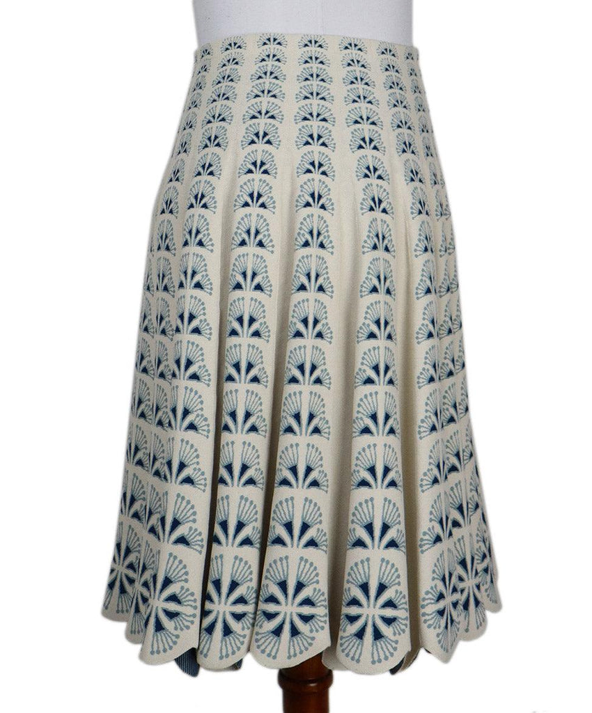 Alaia Cream & Blue Print Skirt 1