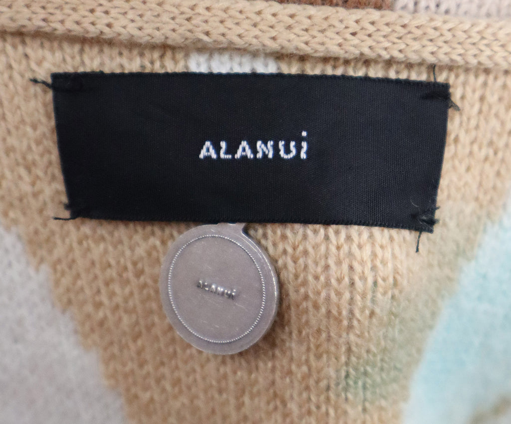 Alanui Tan Green & White Print Wool Cardigan 3