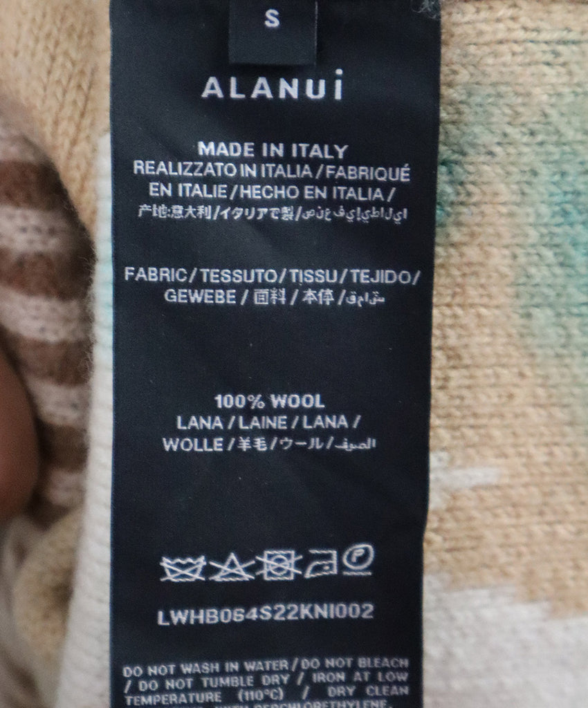 Alanui Tan Green & White Print Wool Cardigan 4