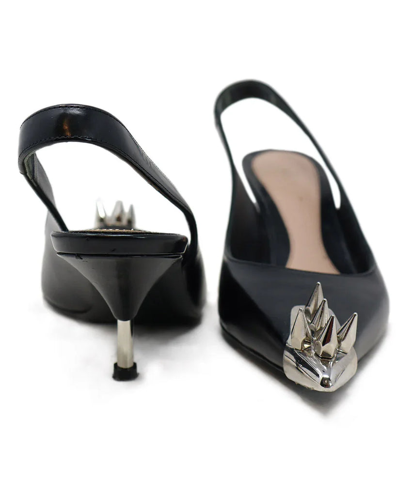 Alexander McQueen Black & Silver Spike Heels sz 7 - Michael's Consignment NYC