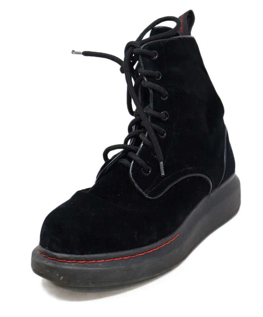 Alexander McQueen Black Velvet Lace Up Booties sz 7 - Michael's Consignment NYC