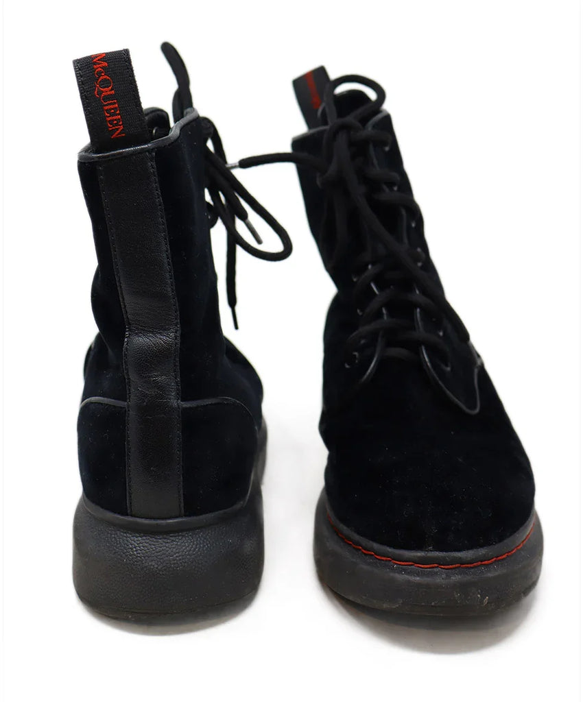Alexander McQueen Black Velvet Lace Up Booties sz 7 - Michael's Consignment NYC