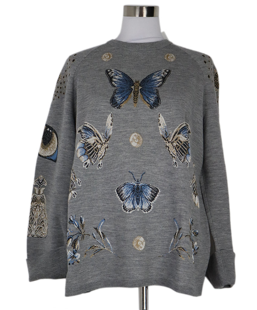 Alexander McQueen Grey Butterfly Print Sweater 