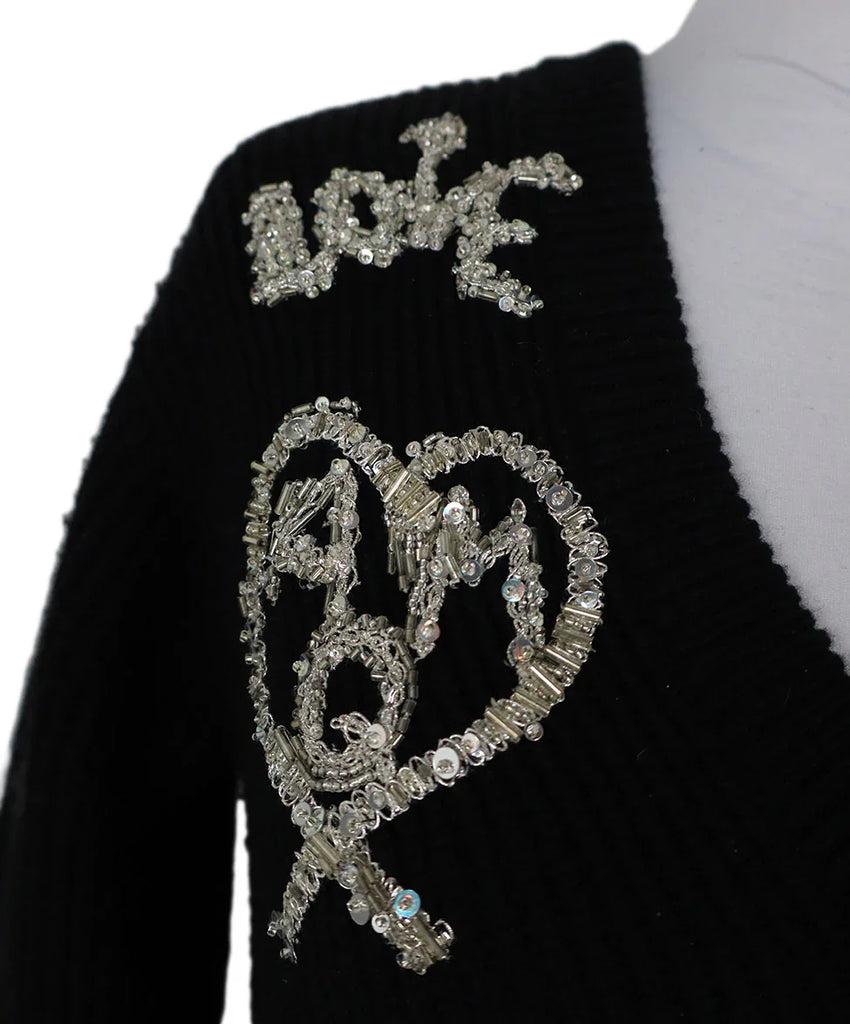 Alexander McQueen Black Wool Embellishment Sweater sz 0 - Michael's Consignment NYC