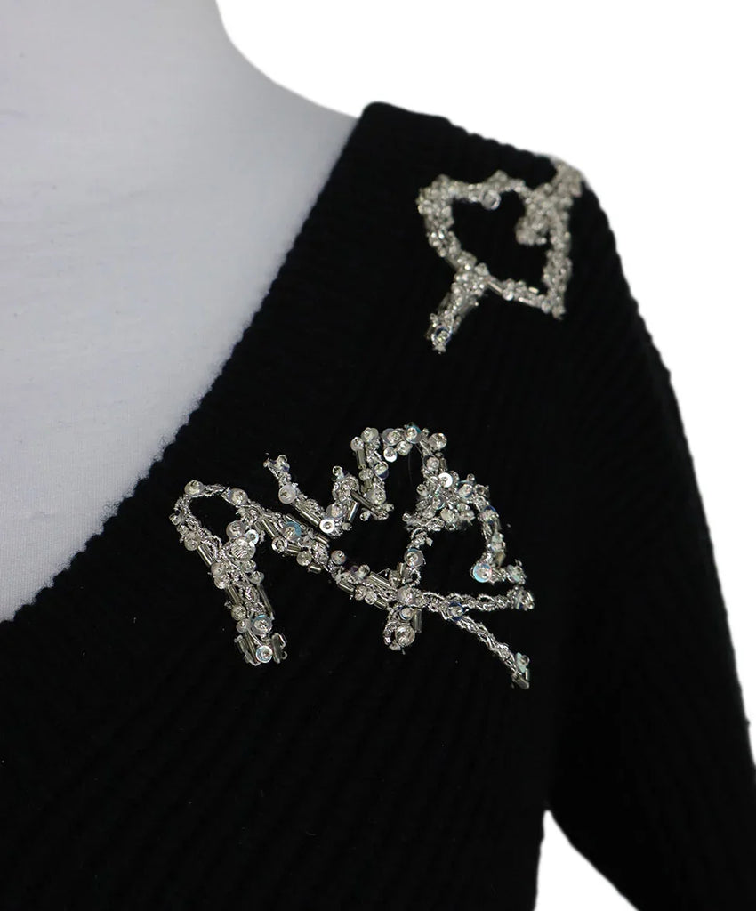 Alexander McQueen Black Wool Embellishment Sweater sz 0 - Michael's Consignment NYC