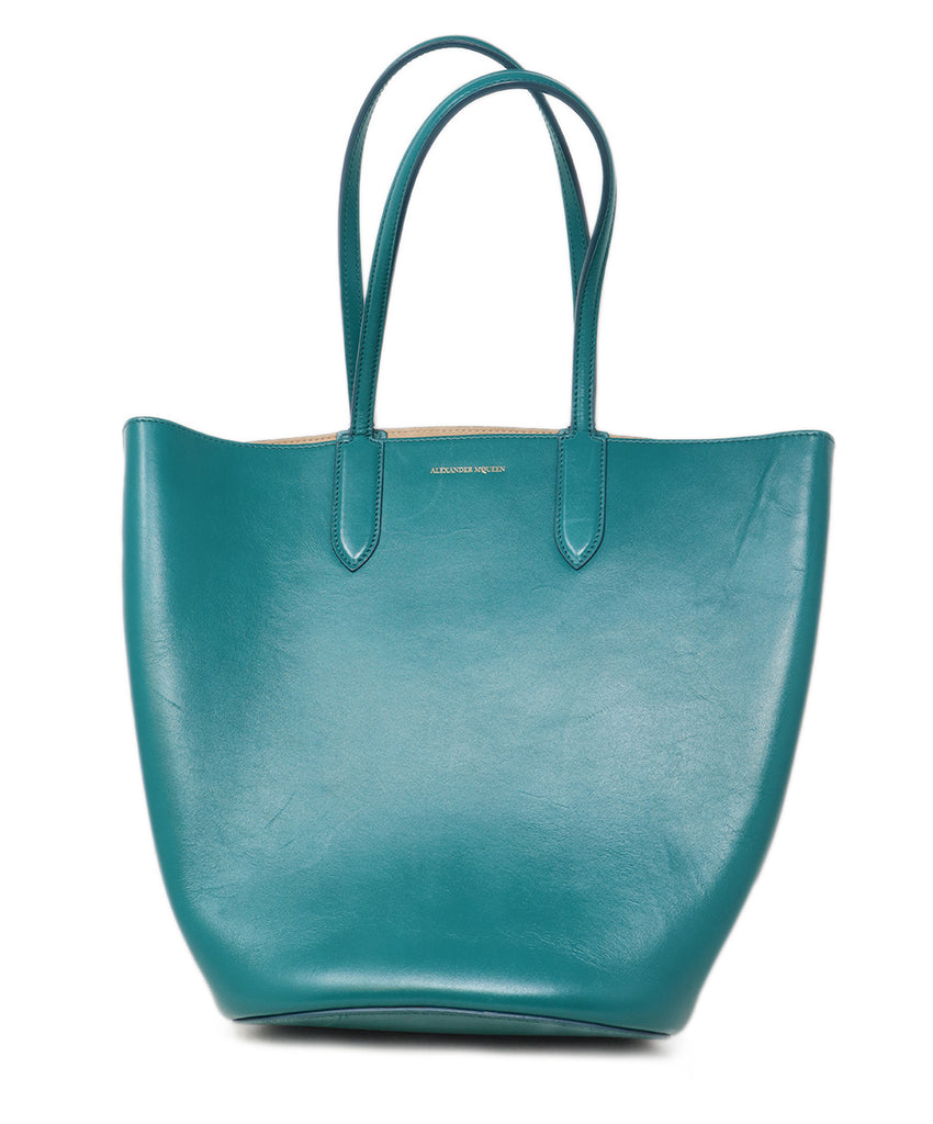 Alexander McQueen Turquoise Leather Tote 