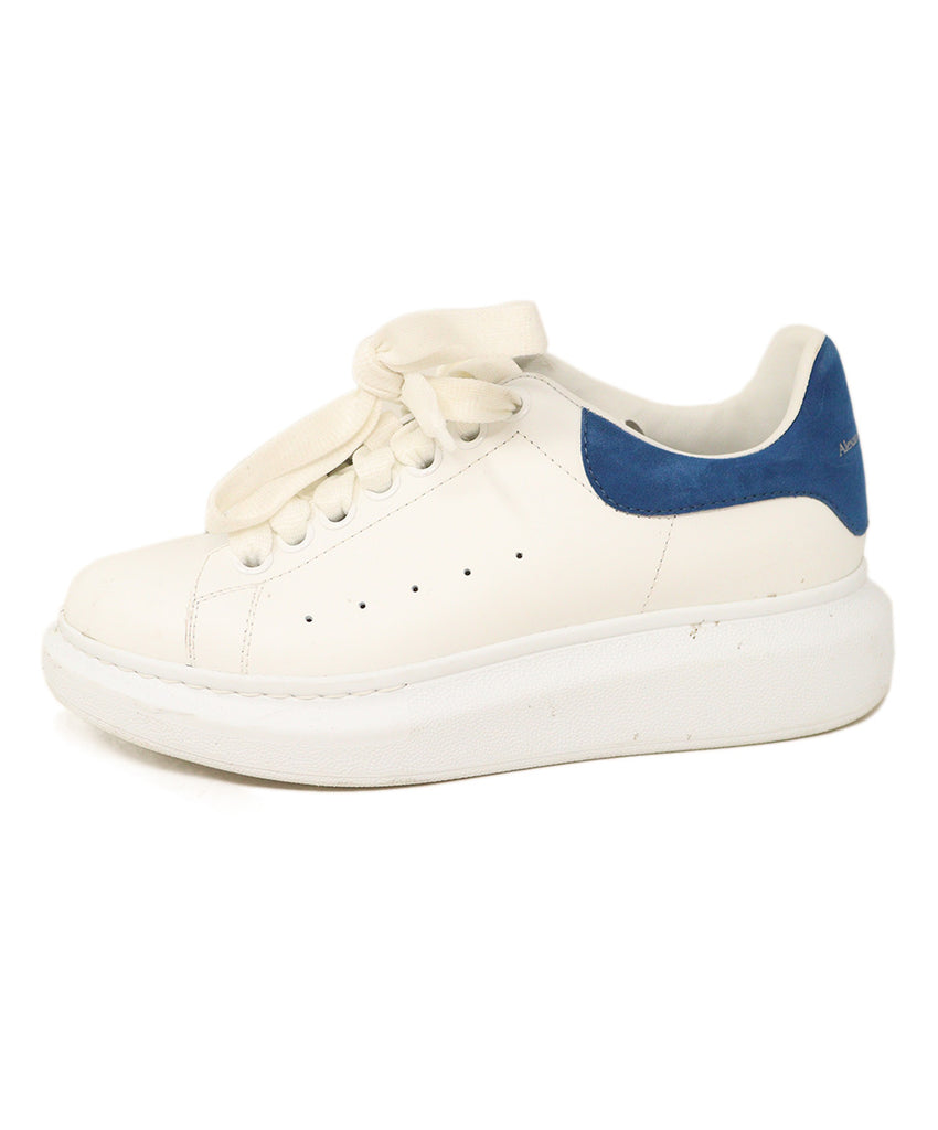Alexander McQueen White & Blue Leather Sneakers 1