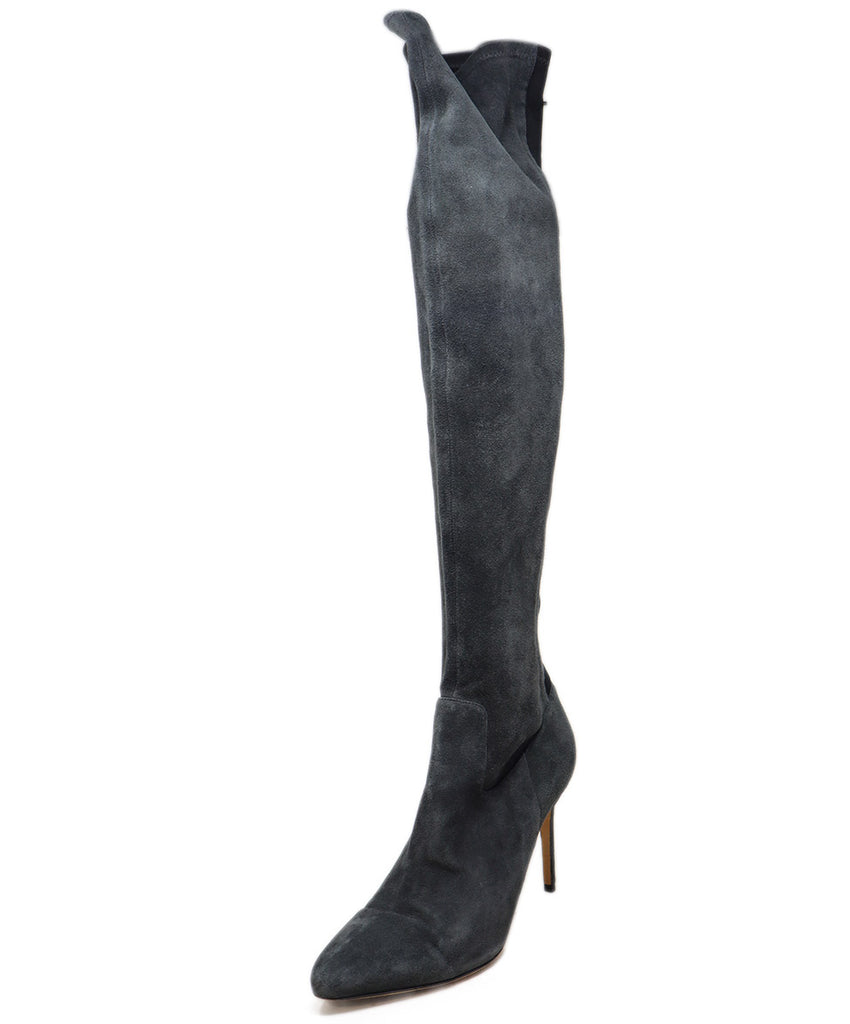 Alexandre Birman Grey Charcoal Suede Black Elastic Boots 