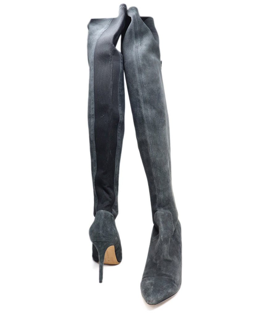 Alexandre Birman Grey Charcoal Suede Black Elastic Boots 2