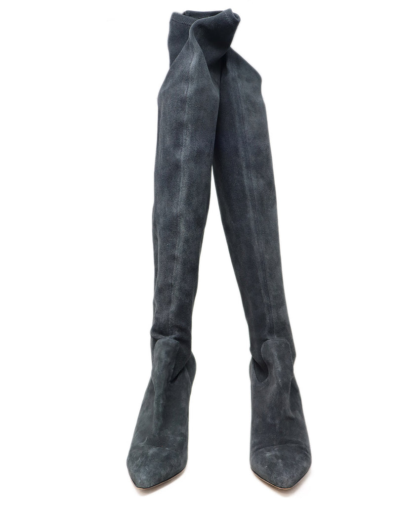 Alexandre Birman Grey Charcoal Suede Black Elastic Boots 3