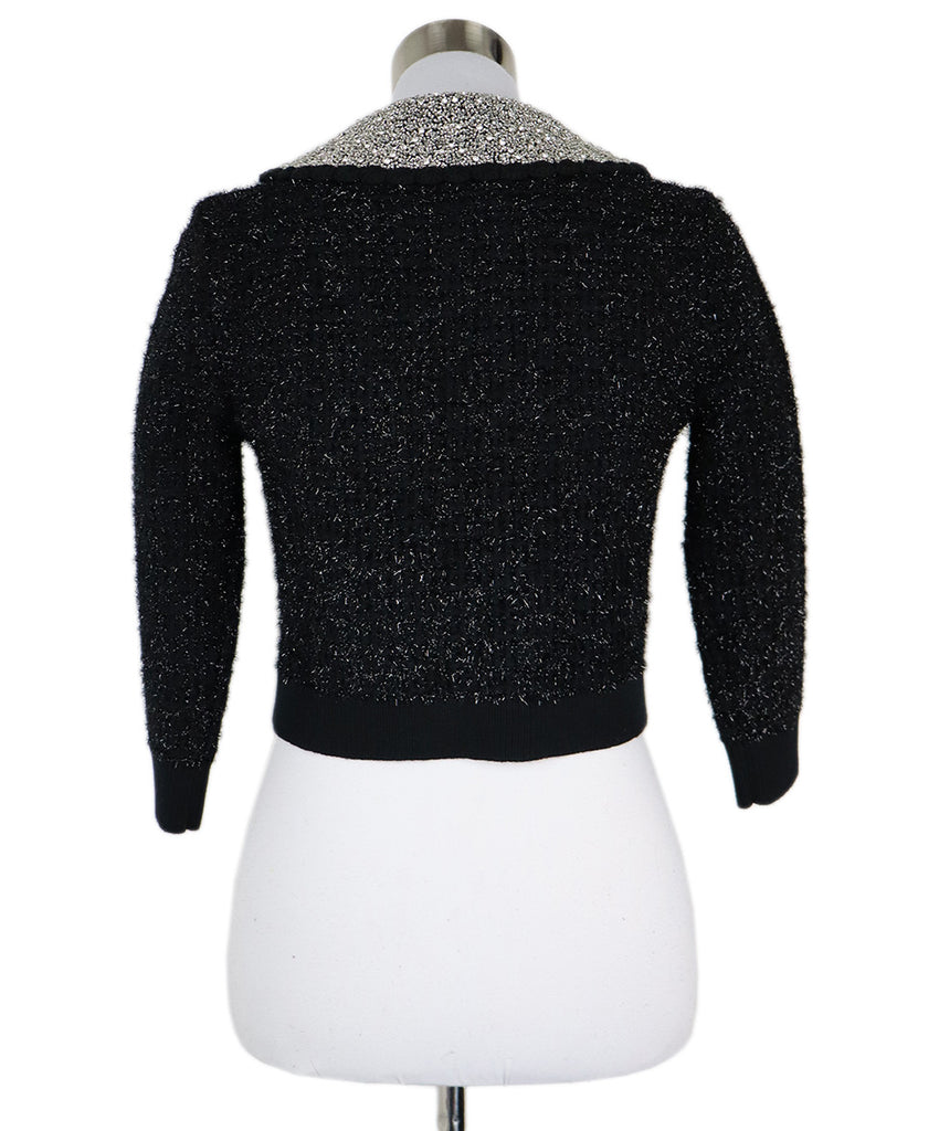 Alice + Olivia Black & Silver Beaded Collar Cardigan 2