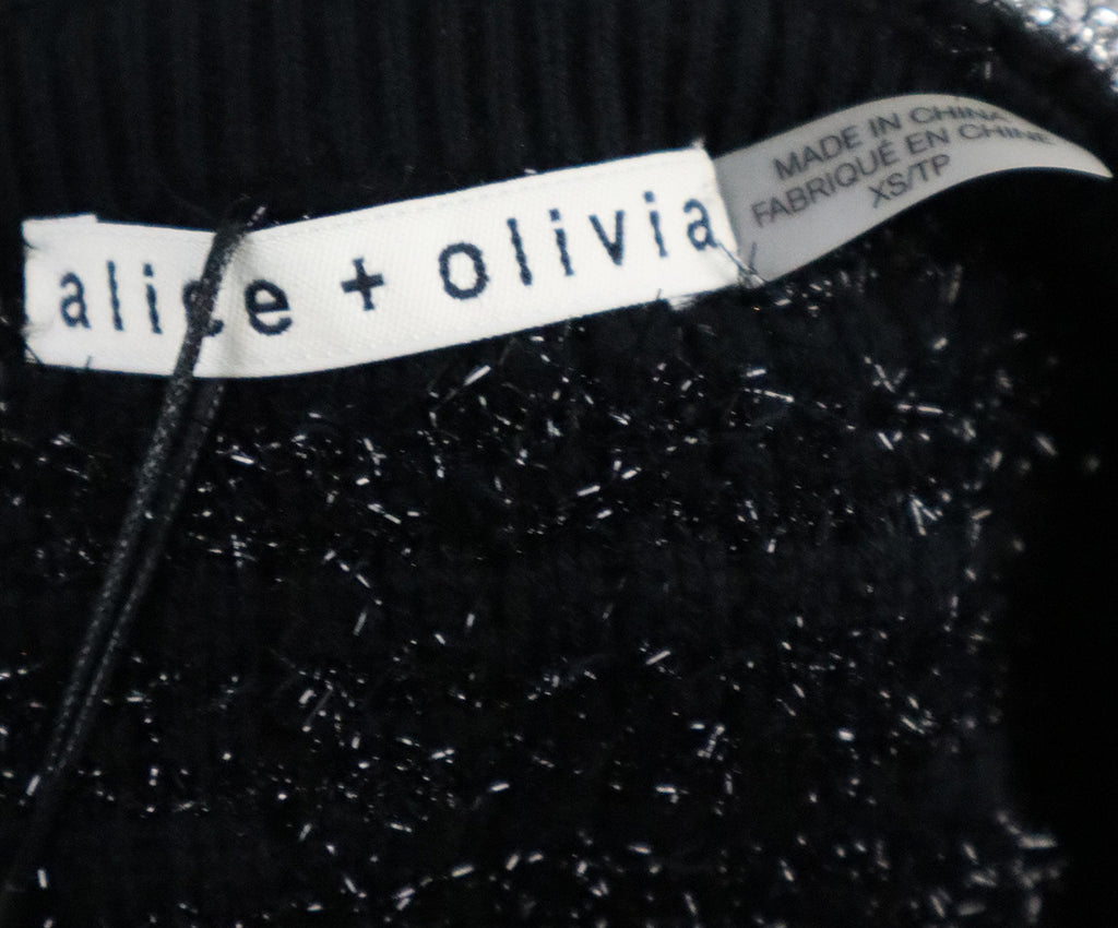 Alice + Olivia Black & Silver Beaded Collar Cardigan 3