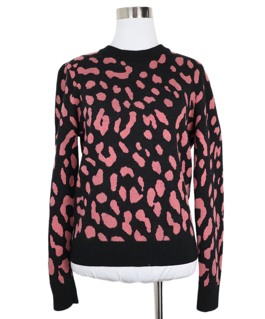 Alice + Olivia Black & Pink Leopard Print Wool Sweater 
