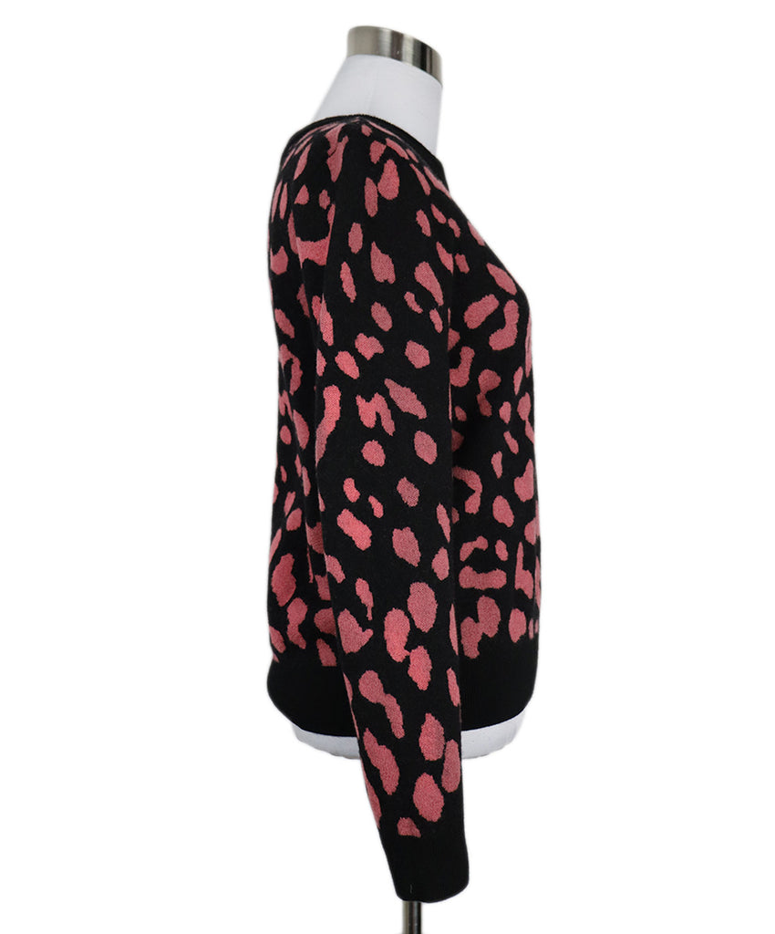 Alice + Olivia Black & Pink Leopard Print Wool Sweater 1