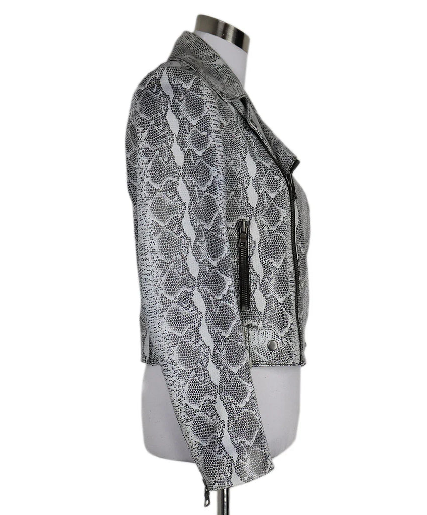 Alice + Olivia B&W Snake Print Leather Jacket sz 8 - Michael's Consignment NYC