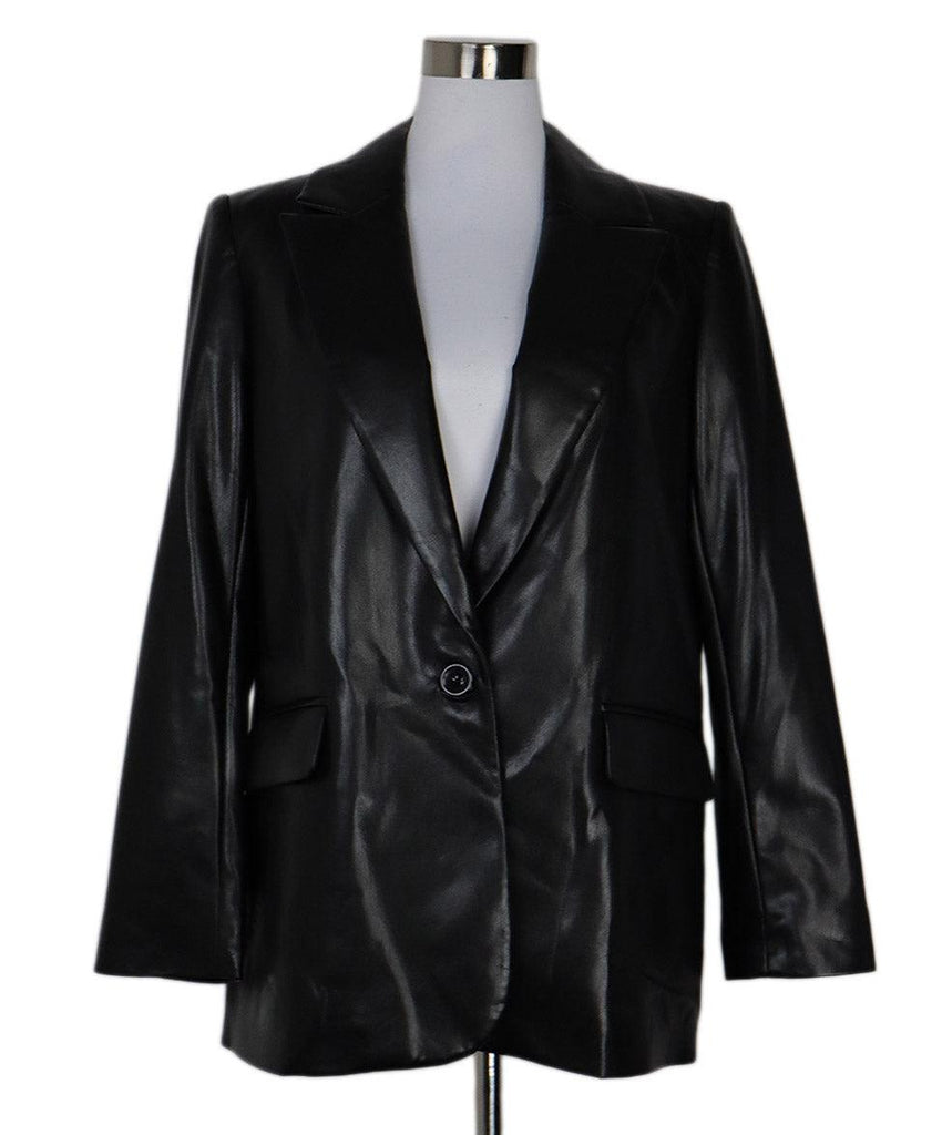Alice + Olivia Black Vegan Leather Blazer 