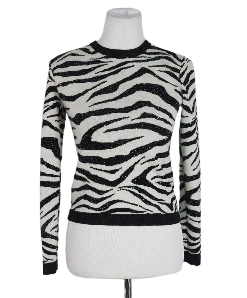 Alice + Olivia Rhinestone Zebra Print Sweater 