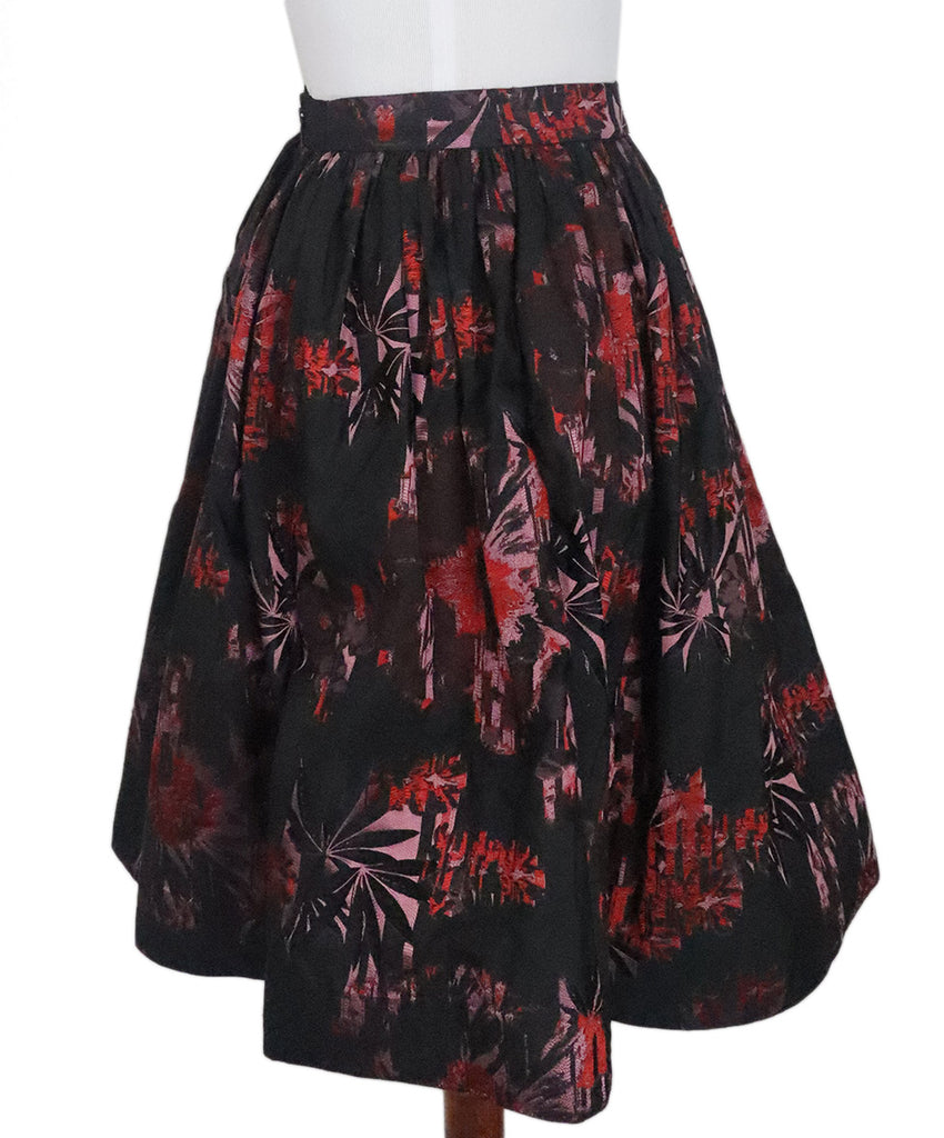 Alice + Olivia Black Red & Pink Print Skirt 1