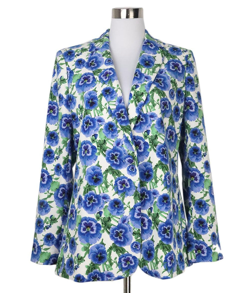 Alice + Olivia Blue & Green Floral Print Jacket sz 14 - Michael's Consignment NYC