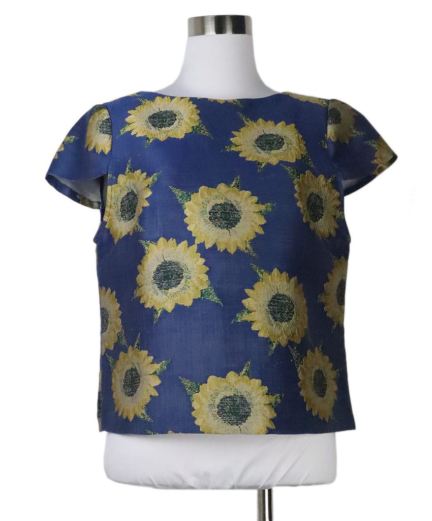 Alice + Olivia Blue & Yellow Floral Top 