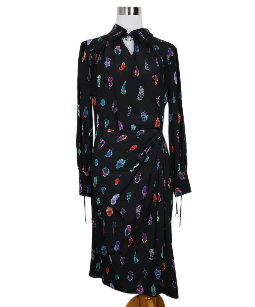Altuzarra Black & Multicolor Print Silk Dress 