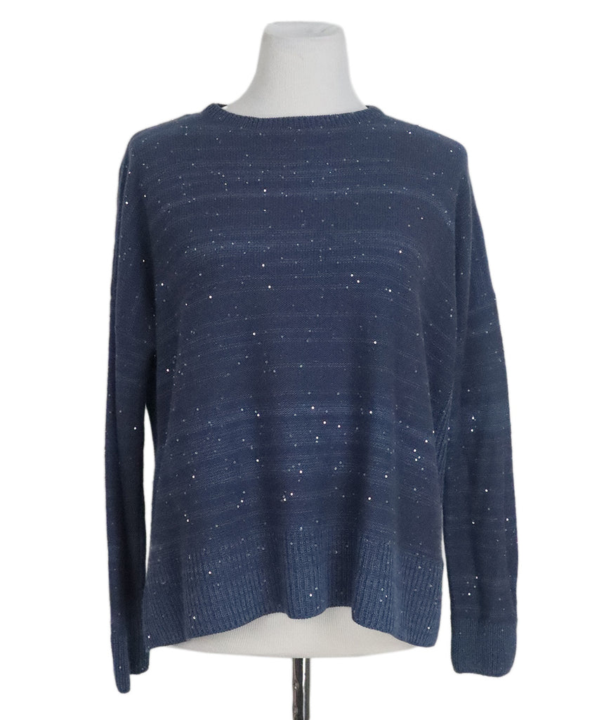 Amina Rubinacci Blue Wool & Sequin Sweater 