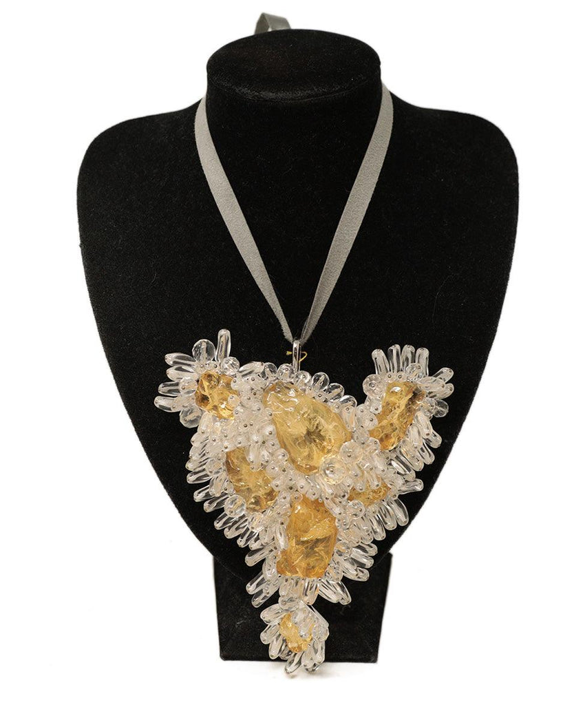 Andrew GN Yellow & Clear Stone Necklace - Michael's Consignment NYC