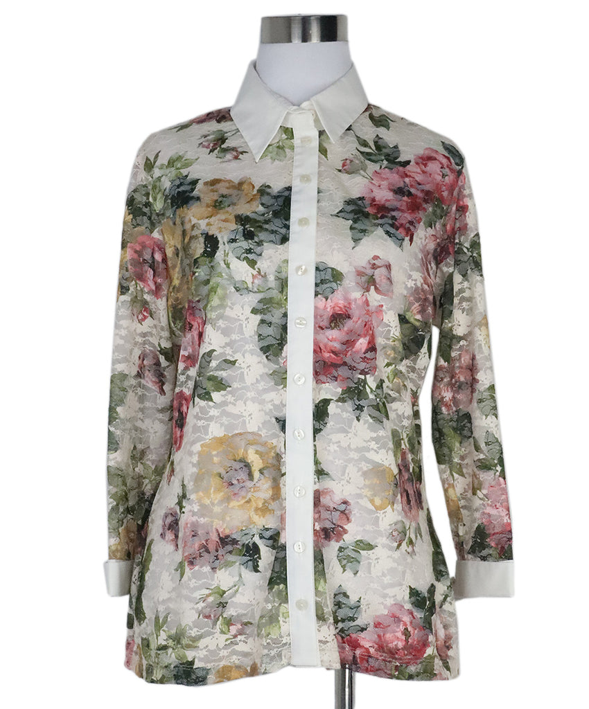 Anne Fontaine Floral Print Lace Top 