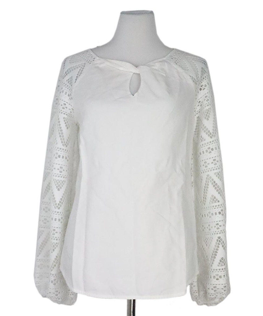 Anne Fontaine White Cutout Blouse sz 6 - Michael's Consignment NYC