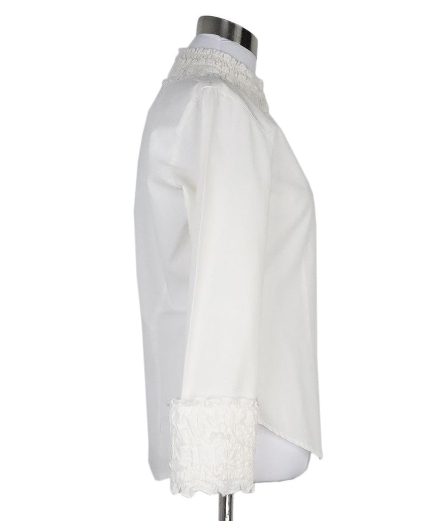 Anne Fontaine White Cotton Gathered Shirt 1