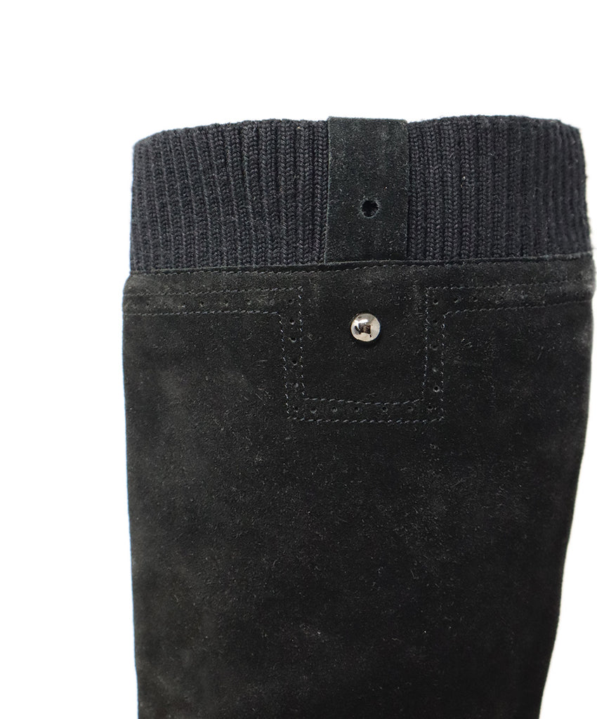 Aquatalia Black Suede & Knit Boots sz 10 - Michael's Consignment NYC