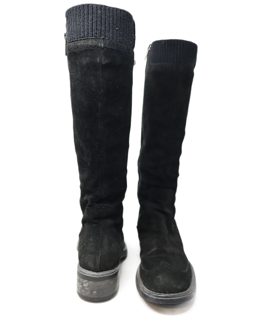 Aquatalia Black Suede & Knit Boots sz 10 - Michael's Consignment NYC