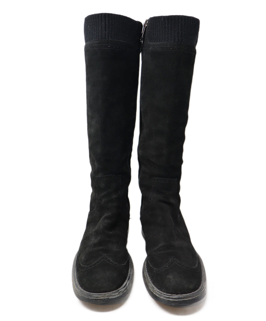 Aquatalia Black Suede & Knit Boots sz 10 - Michael's Consignment NYC