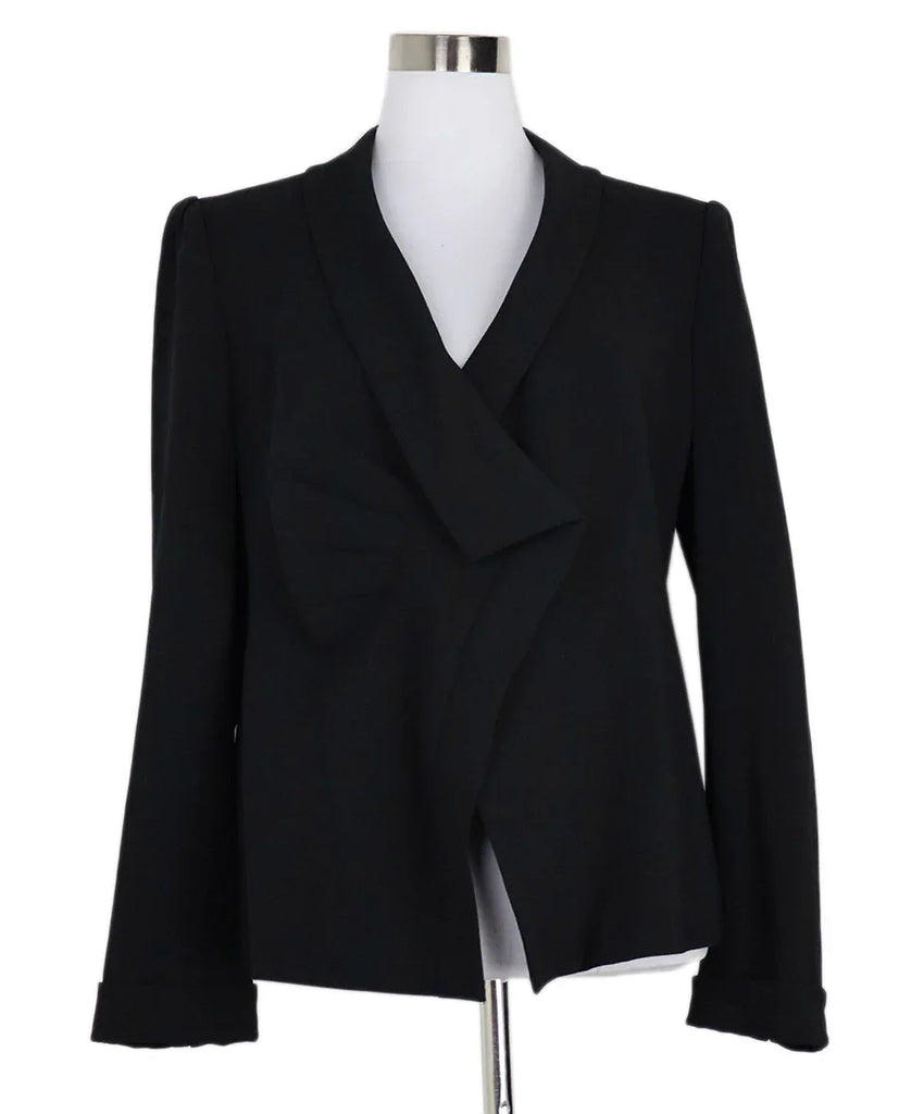 Armani Collezioni Black Pleated Wool Blazer sz 12 - Michael's Consignment NYC